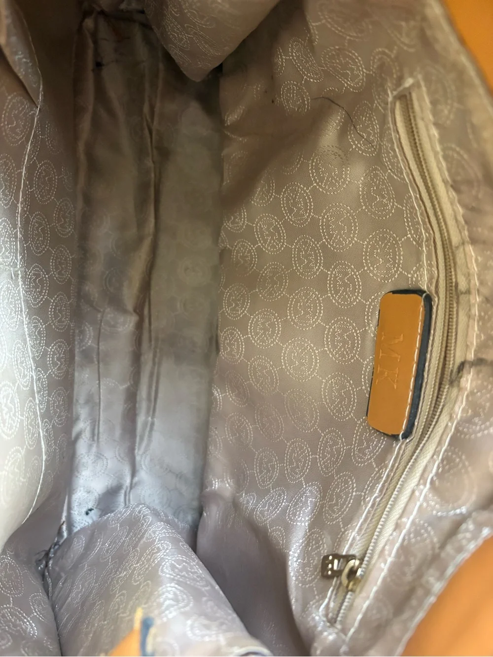 Michael Kors Brown and Tan Logo Tote with Gold Hardware